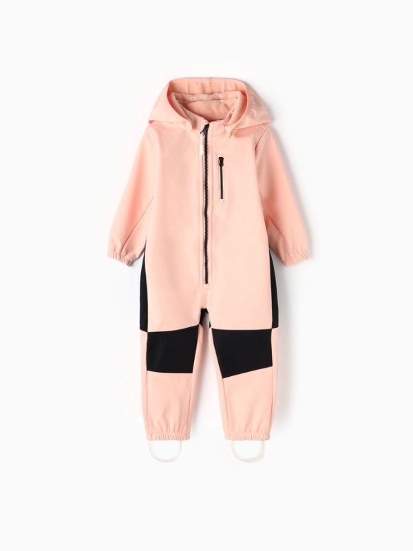 Комбинезон демисезонный для девочек MINAKU из Softshell на флисе, непромокаемый, персиковый, рост 128 см