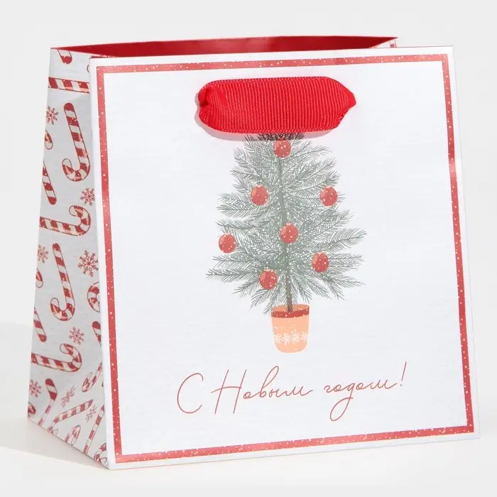 Пакет подарочный новогодний ламинированный квадратный &laquo;Новогодние сладости&raquo;, 14 х 14 х 9 см