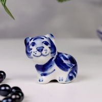Сувенир гжель &laquo;Тигр&raquo;, бело-синий,керамика, малый,
