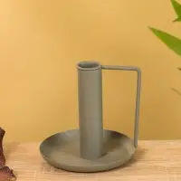 Подсвечник на 1 свечу текстурный с ручкой и блюдцем &laquo;Графит&raquo;, 10&times;10&times;9.5 +/- 0.5 см