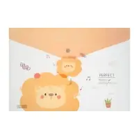 Папка-конверт на кнопке, А4, 180 мкм, "Зверьки", МИКС