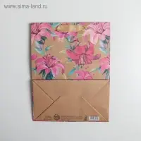 Пакет подарочный крафтовый, &laquo;Цветы&raquo;, MS 18 х 23 х 10 см