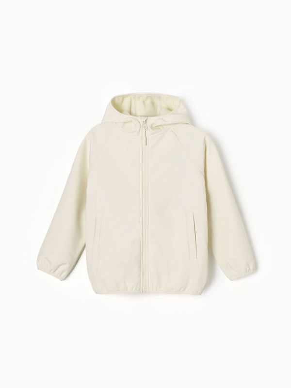 Ветровка демисезонная для девочек MINAKU из Softshell на флисе, непромокаемая, светло-серый, рост 140 см