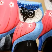 Набор сувенирный &laquo;Совы&raquo;, h=18 см, h=14 см, h=11 см, дерево, розово-синий