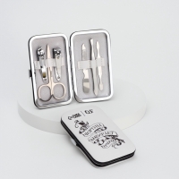 Набор маникюрный &laquo;Фортуна&raquo;, 6 предметов, в футляре, чёрный, белый