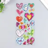 Наклейка пластик голография "Сердечки" 29х11 см