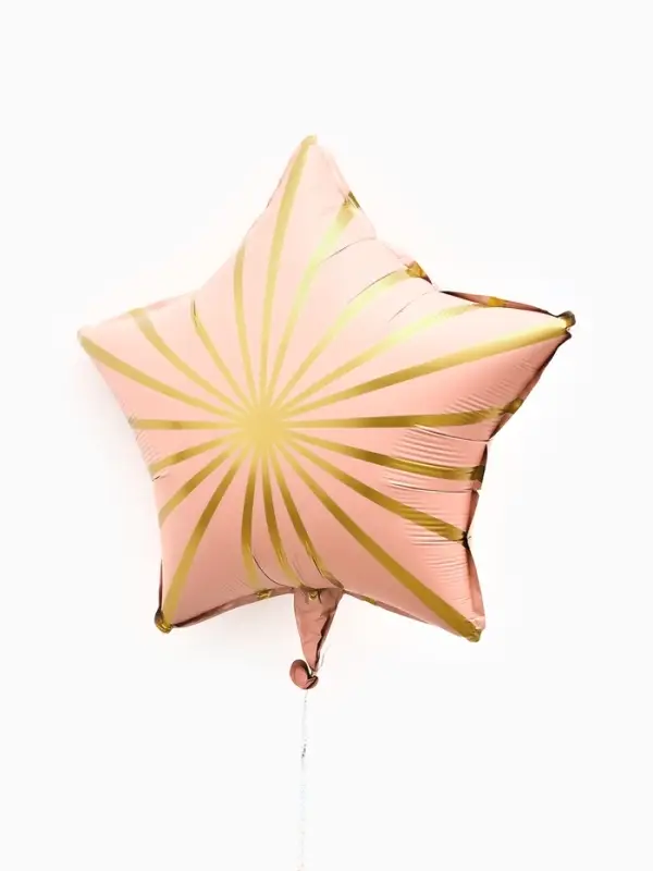 Воздушный шар фольгированный 18" звезда "Грани" цвет розовый сатин, набор 5 штук