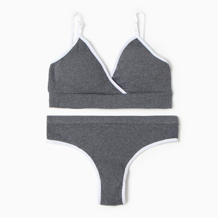 Комплект женский (топ, трусы) цвет темно-серый, размер 46-48 Комплект женский (топ, трусы) цвет темно-серый, размер 46-48