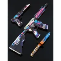 Набор сувенирное оружие &laquo;Некромантика&raquo;, автомат М4А4, пистолет с глушителем, нож-штык, 3 шт