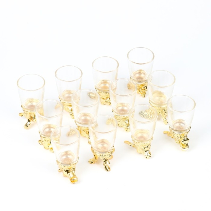 Подарочный набор рюмок-перевёртышей на 12 персон, с графином 400 мл, рюмка 30 мл, золото Подарочный набор рюмок-перевёртышей на 12 персон, с графином 400 мл, рюмка 30 мл, золото
