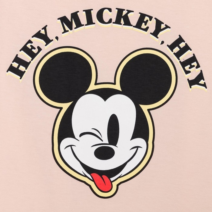 Футболка укороченная &laquo;Hey Мickey&raquo; Микки Маус, цвет розовый