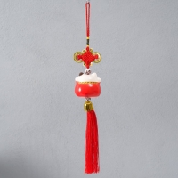 Подвеска керамика "Манэки-нэко с узлом счастья" красный 5х5х36 см