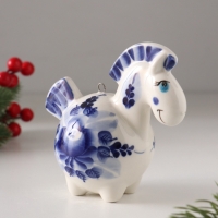 Ёлочный фарфоровый шар "Лошадь Русская" /авторская роспись/,  11 см