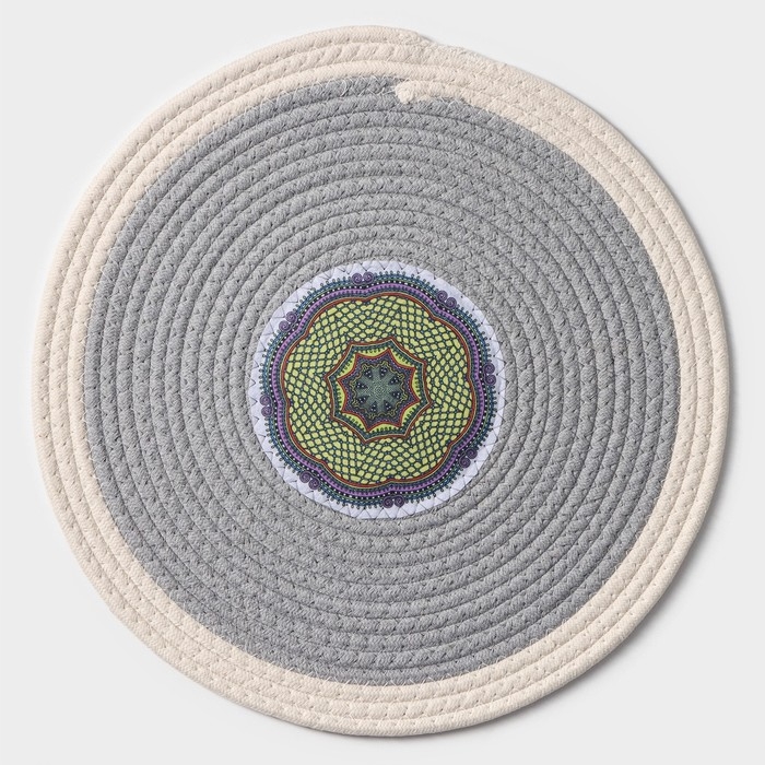 Салфетка сервировочная на стол Доляна &laquo;Мира&raquo;, d=38 см, цвет серый, рисунок МИКС