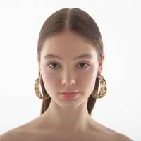 Серьги-кольца &laquo;Танзания&raquo; бежевый леопард, d=5,5, цветные