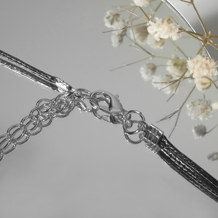 Чокер &laquo;Сердце&raquo;, цвет чёрный в серебре, L= 35 см