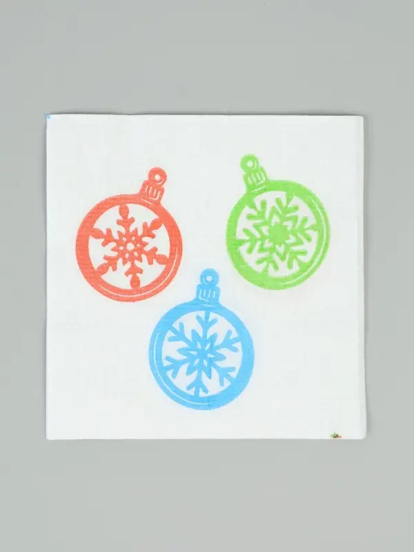 Салфетки бумажные однослойные &laquo;Шарики - снежинки&raquo;, 24х24, 50 шт