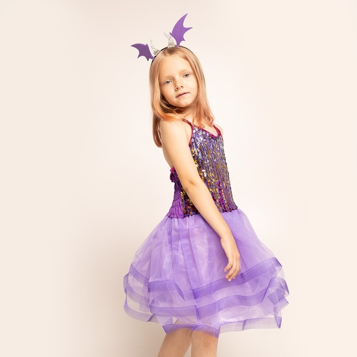 Карнавальный набор &laquo;Дракончик&raquo;: фиолетовое платье, ободок