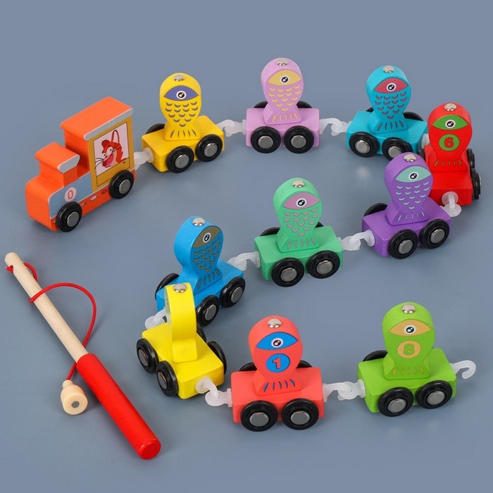 Детская деревянная игрушка 2 в 1 Конструктор + рыбалка &laquo;Путешествие&raquo; 21,5х4,5х18 см