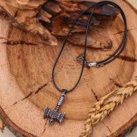 Кулон мужской «Молот Сварога», цвет чернёное серебро на чёрном шнурке, 45 см Кулон мужской «Молот Сварога», цвет чернёное серебро на чёрном шнурке, 45 см