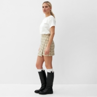 Юбка женская на  запах  MINAKU: Casual Collection цвет клетка бежевая , р-р 44