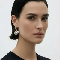 Серьги жемчуг "Ракушка со звездой", цвет белый в серебре