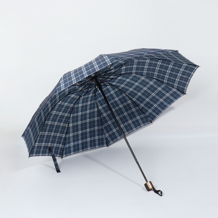 Зонт механический &laquo;Клетки&raquo;, эпонж, 4 сложения, 10 спиц, R = 53/61 см, D = 122 см, цвет МИКС