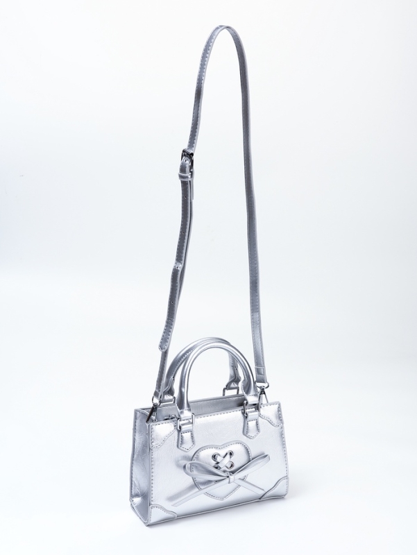 Сумка женская, 20*8*14, отд на молнии, длин ремень, серебро