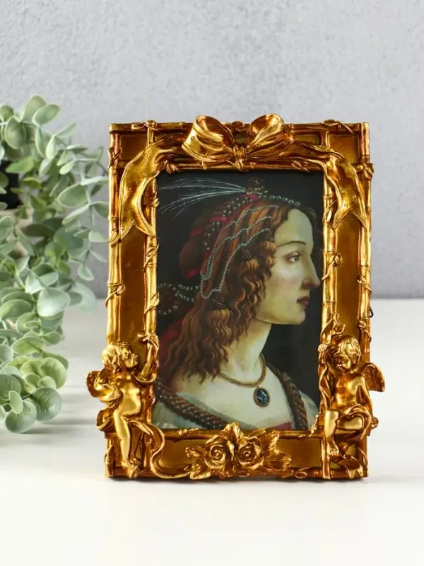 Фоторамка полистоун 10х15 см "Ангелы с бантом" бронза 20х16,5х2,5 см