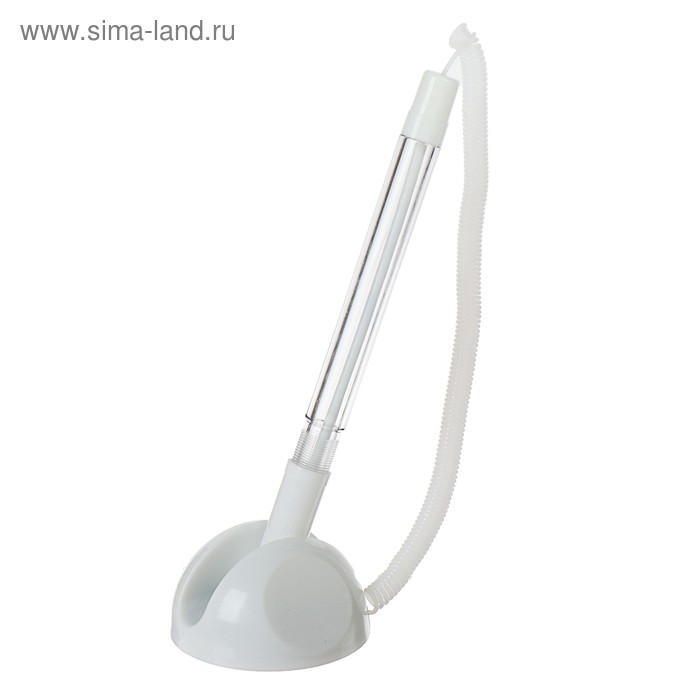 Ручка шариковая 0.5 мм на подставке "Стоп" с липучкой и шнуром, стержень синий, корпус БЕЛЫЙ