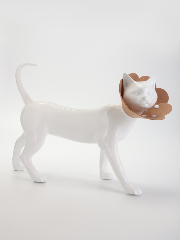 Ветеринарный воротник из фетра "Ромашка", размер L, коричневый