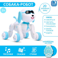 Робот собака Charlie IQ BOT, на пульте управления, интерактивный: звук, свет, танцующий, музыкальный, на батарейках, на русском языке, бело-голубой Робот собака Charlie IQ BOT, на пульте управления, интерактивный: звук, свет, танцующий, музыкальный, на батарейках, на русском языке, бело-голубой