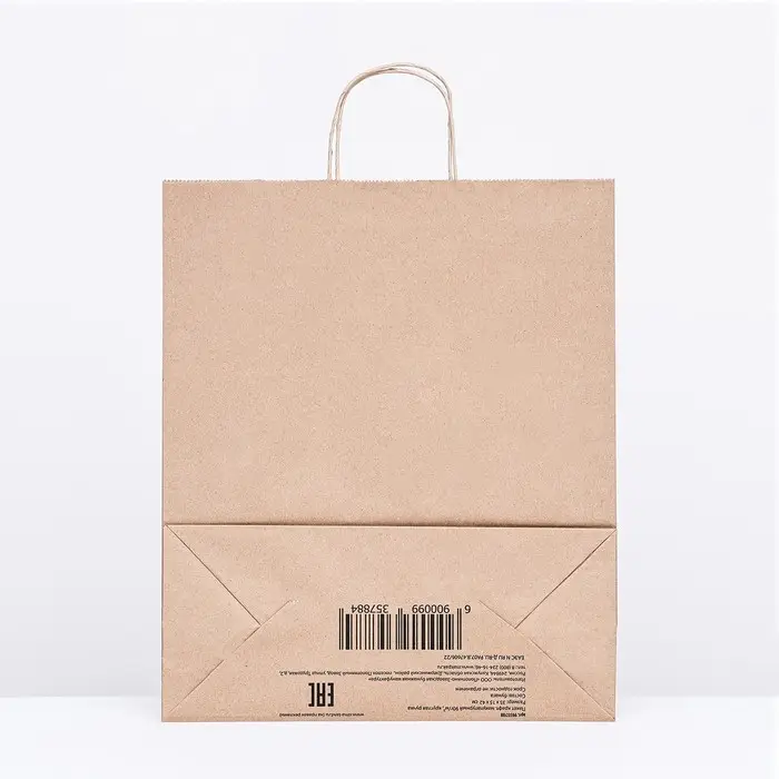 Пакет бумажный крафт 90 г/м&sup2;, круглая ручка 35&times;15&times;42 см