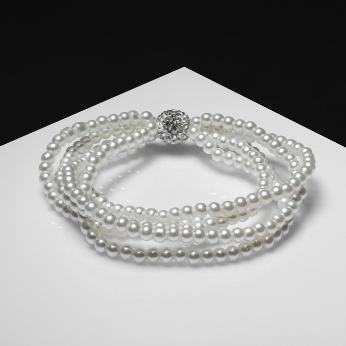 Браслет жемчуг &laquo;Шамбала&raquo;, 5 нитей, бусины 4, цвет белый