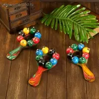 Сувенирный музыкальный инструмент &laquo;Маракас с шариками и пластинами&raquo;, радужный, 25&times;13&times;5 см, МИКС