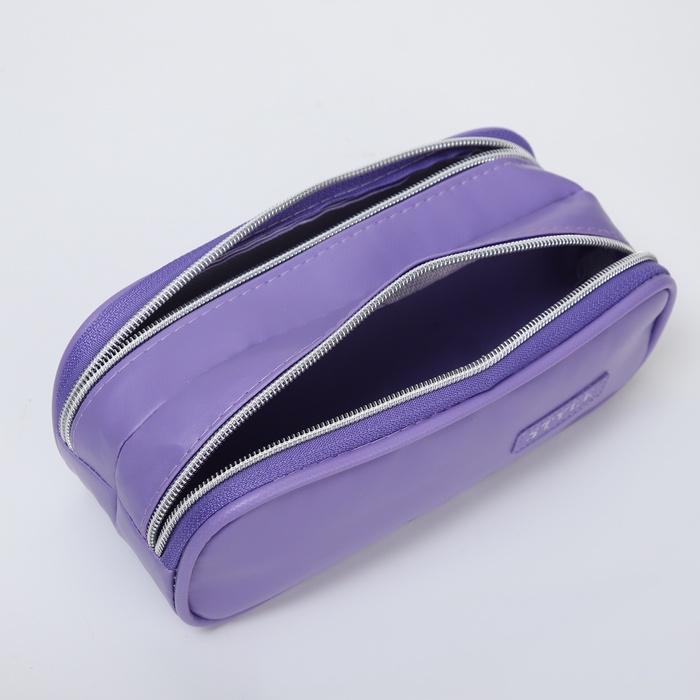 Косметичка-пенал, 2 отдела на молниях, цвет фиолетовый Косметичка-пенал, 2 отдела на молниях, цвет фиолетовый