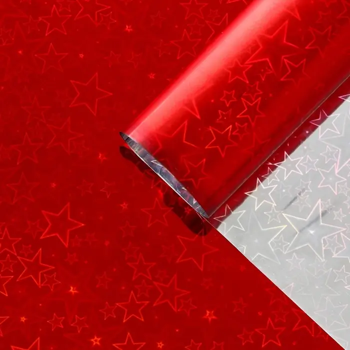 Бумага голографическая &laquo;Звездопад&raquo;, красная, 70&times;100 см