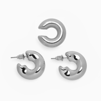 Набор серьги и каффы 3 шт «Бублик» капли, цвет серебро Набор серьги и каффы 3 шт «Бублик» капли, цвет серебро