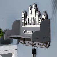 Ключница с полкой "Счастье есть!" серый фон, 28х23х8,3 см Ключница с полкой "Счастье есть!" серый фон, 28х23х8,3 см