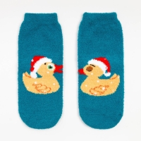 Носки женские новогодние махровые &laquo;Уточки&raquo;, цвет голубой, размер 36-40