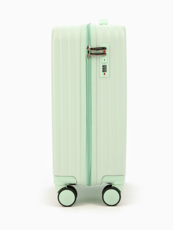 Чемодан 20", PС, 34*22*56, отд на молнии, код замок, 4 колеса, св. зеленый