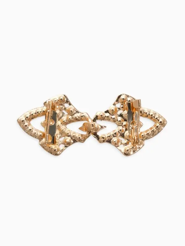 Зажим для кардигана "Ажур", винтажные пики, цвет белый в золоте