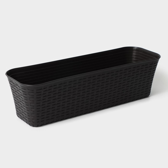 Ящик балконный «Ротанг», 57,5 см, 12 л, цвет коричневый Ящик балконный «Ротанг», 57,5 см, 12 л, цвет коричневый