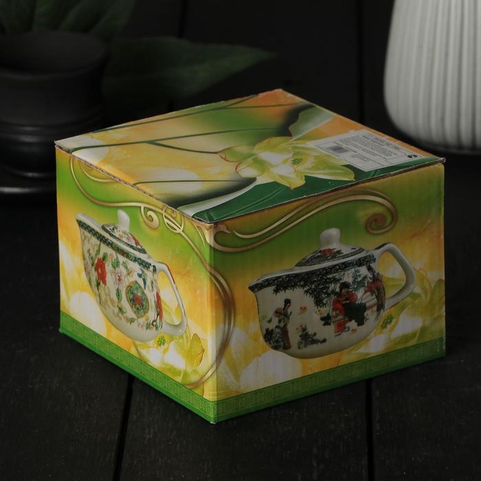 Чайник заварочный &laquo;Весеннее цветение&raquo;, 200 мл , с металлическим ситом, цвет зеленый