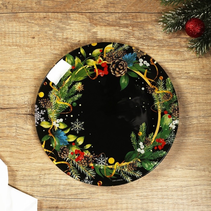 Тарелка стеклянная новогодняя Дорого внимание &laquo;Зимние истории&raquo;, 20 см