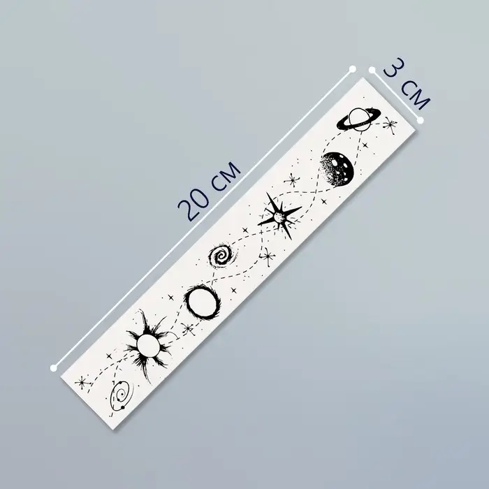 Переводная тату на тело чёрная &laquo;Браслет. Космос&raquo;, 20&times;3 см