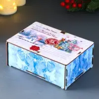 Шкатулка-ящик  самосборный малый "Дед мороз и елка", 20х13,6х8 см
