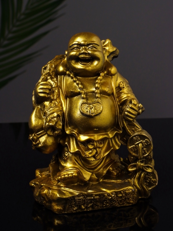 Статуэтка Статуэтка "Хотей приносит удачу и богатство" 14 см, цвет золото