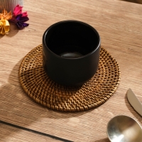 Коврик сервировочный плетеный круглый ротанг,    15х15х0,5 см