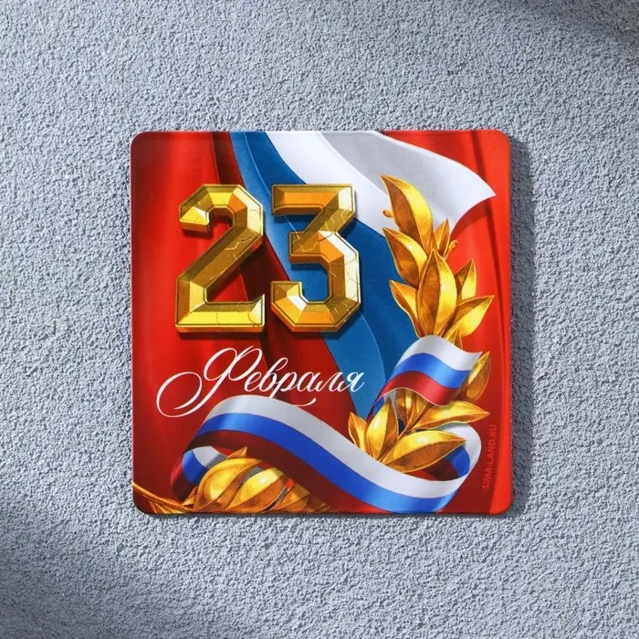 Магнит полимерный &laquo;Триколор. 23 февраля&raquo;, 7 х 7 см